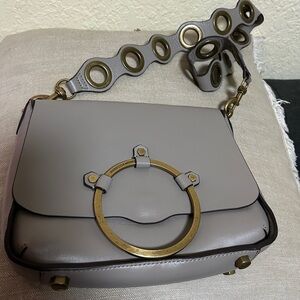 Rebecca minkoff leather taupe crossbody purse 9”x 7”